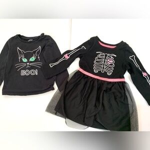 Toddler Girls 2T Halloween Dress and Long Sleeve Shirt Glow-in-the-Dark